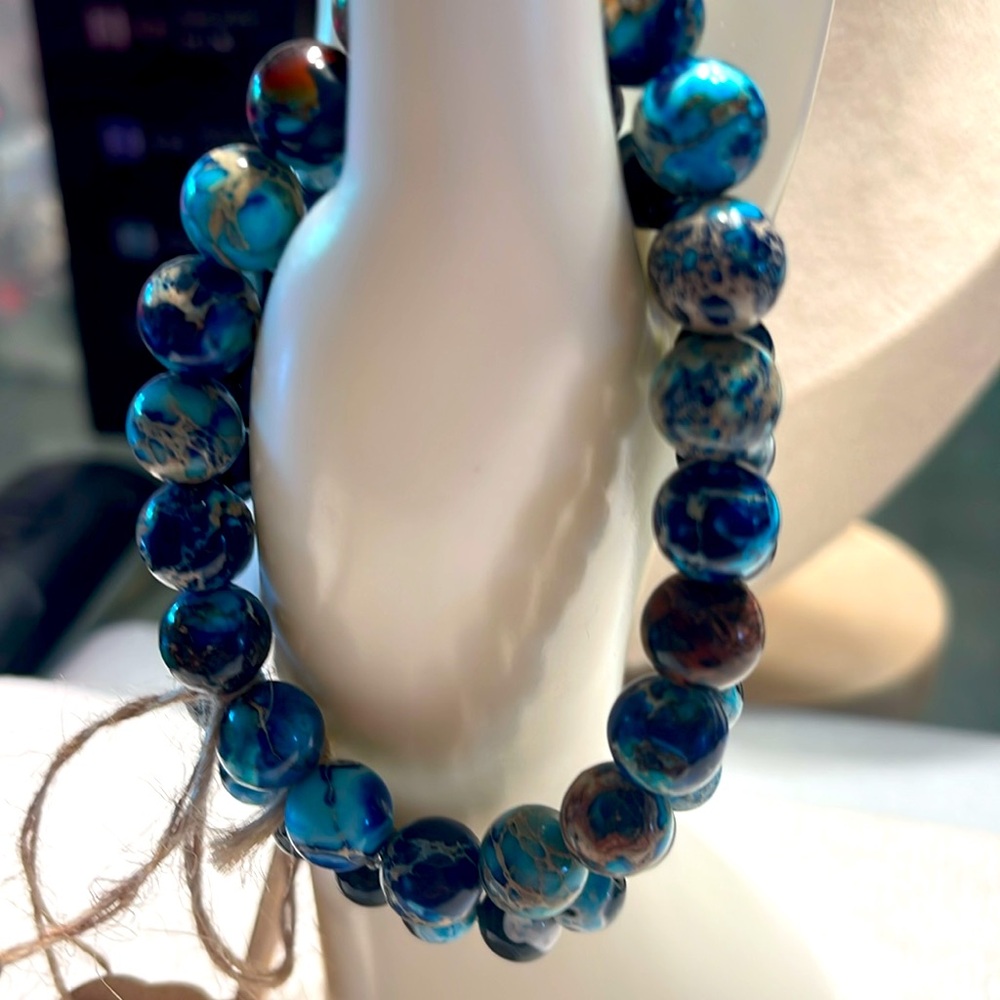 Blue stone Sodalite stone Beaded Bracelet - Picture 2 of 3